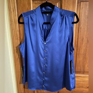 NWT Karl Lagerfeld Royal Blue Satin Blouse